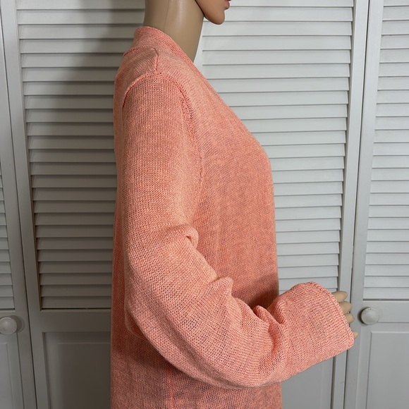 Eileen Fisher Orange Linen Blend Knit Cardigan Large - Picture 6 of 14